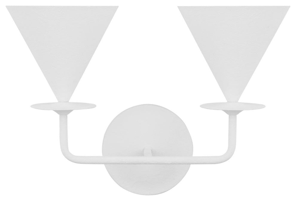 Cornet Casual 2-Light Indoor Wall Double Sconce, Cast Plaster Matte White