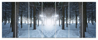 Winter Forest with Dark Woods, Landscape Canvas Art Print, 83"x32", 7 Panels