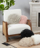 Mongolian Lamb Fur Poly Filled Throw Pillow, Oyster, 13"x13"