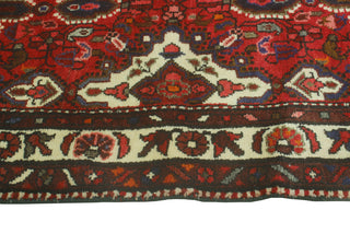 Fine Vintage Distressed Dash Red/Ivory Runner, 3'7 x 9'8