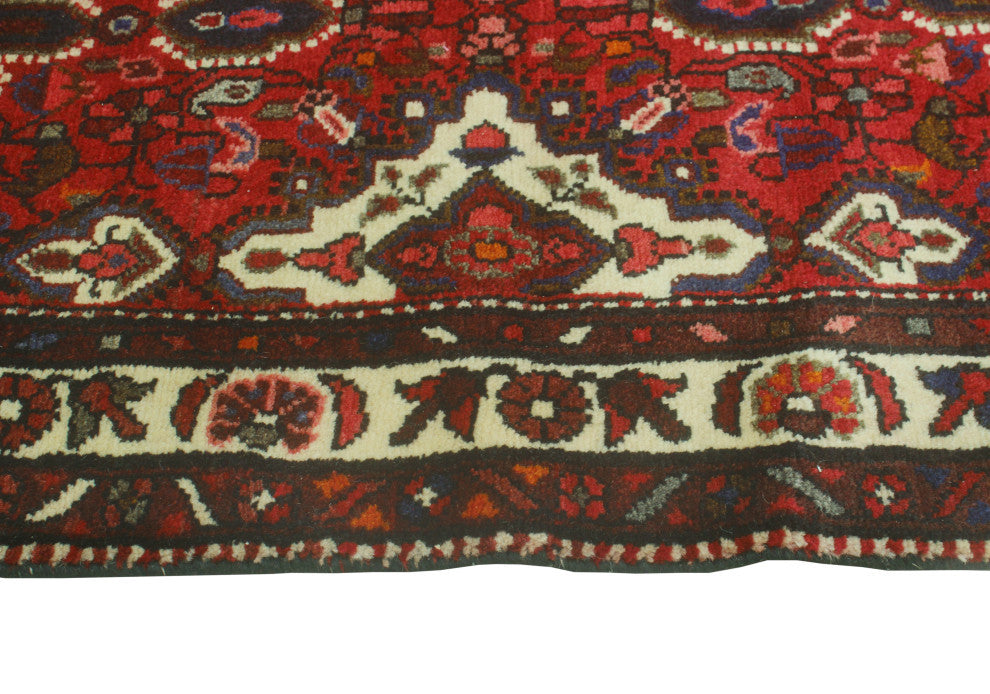 Fine Vintage Distressed Dash Red/Ivory Runner, 3'7 x 9'8