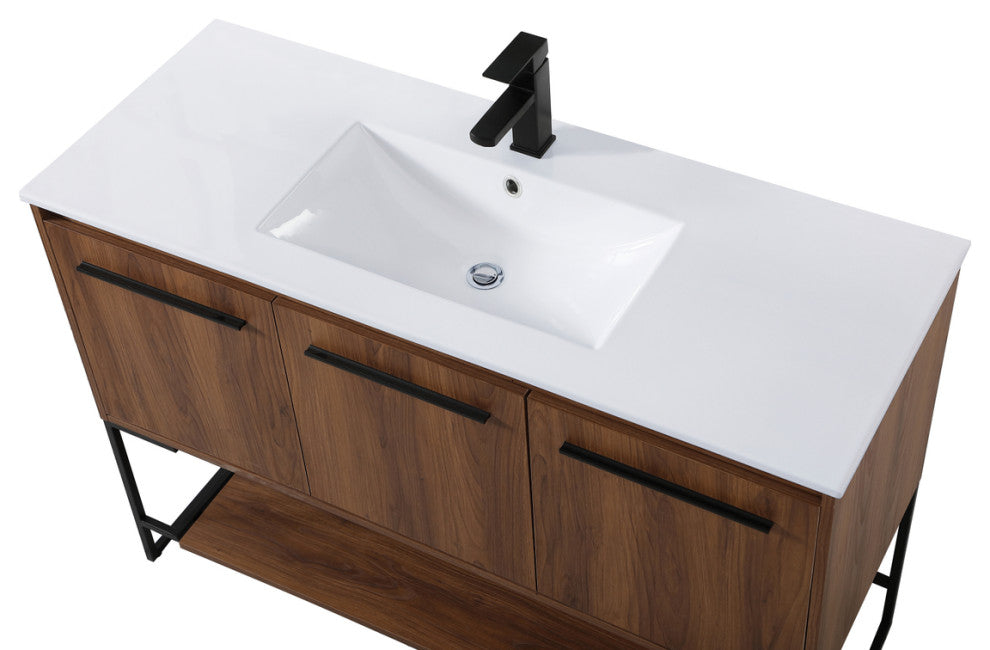 48" Single Bathroom Vanity, Walnut Brown