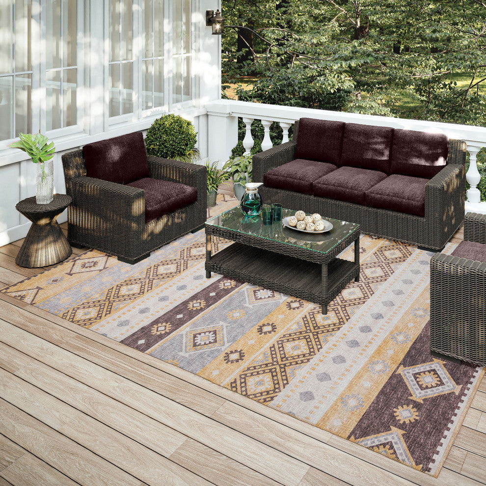 Indoor/Outdoor Sedona SN12 Goldenrod Machine Washable 8' x 10' Rug