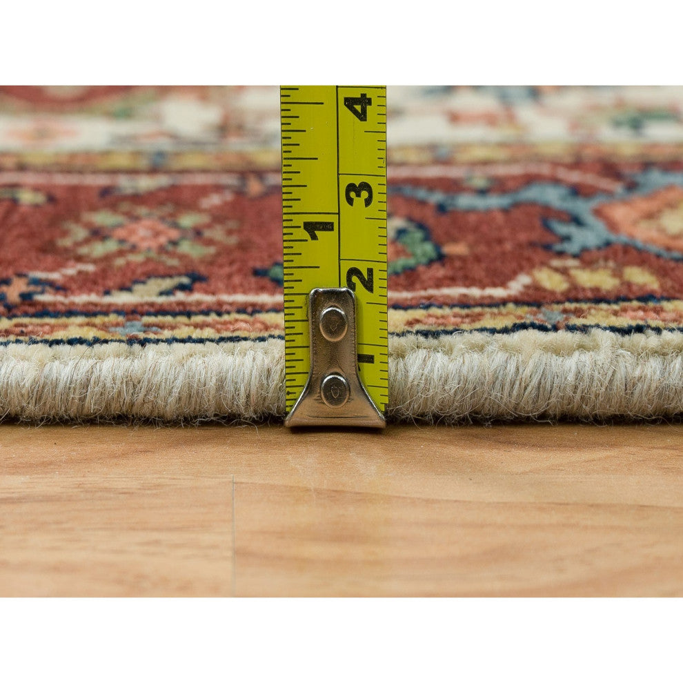 Ivory Wool Heris Re-Creation Hand Knotted XL Runner Oriental Rug, 2'6"x18'