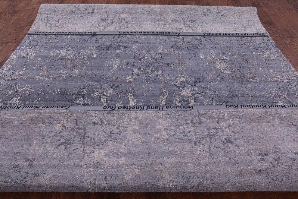 Wool and Silk Modern Hand-Knotted Rug 8' 11" X 12' 2" Q8649