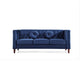 Elegant Sofa, Chesterfield Inspired, Velvet Seat & Button Tufted Back, Dark Blue