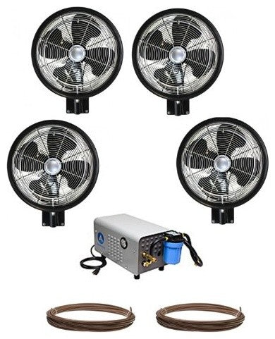 High Pressure 1000Psi, 18" 4 Fan Wall Mount Mist Kits With Enclosed Pump