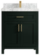 Cambridge 30 Single Sink Bath Vanity in Dark Forest Green 2" Carrara Marble