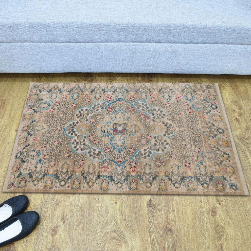 Machine Made Polyester Durable Indoor Outdoor Washable Oriental Pattern Footmat