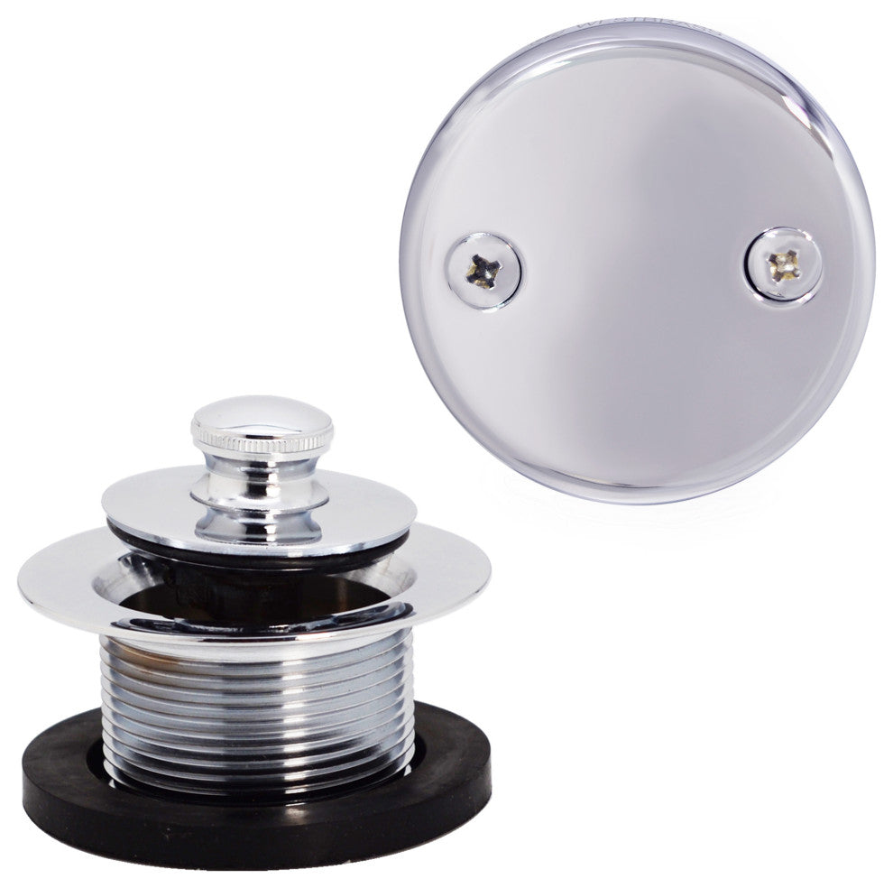 Direct Connect Overflow With Tip-Toe Trim And 2-Hole Overflow Cover, Polished Chrome
