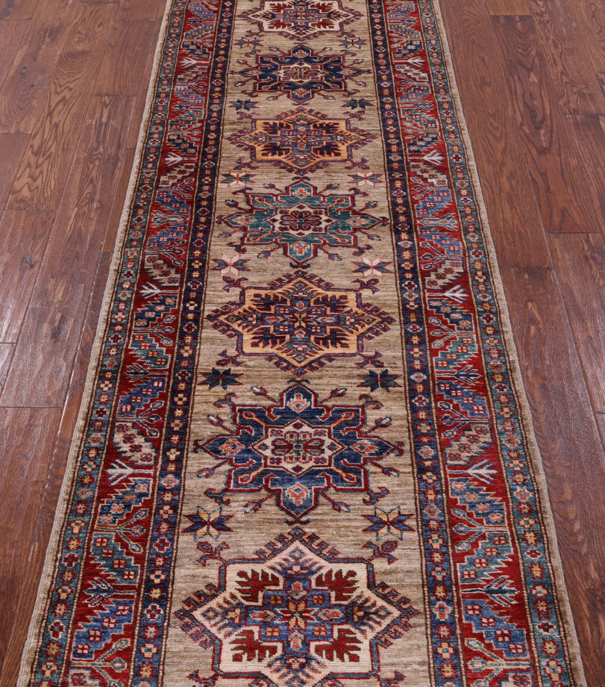 2' 9" X 8' 10" Runner Hand Knotted Super Kazak Wool Rug - Q12838