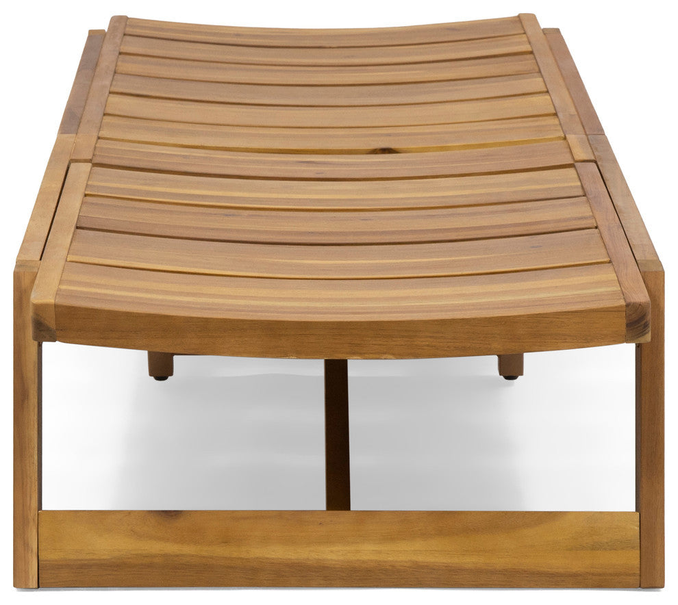 Lillian Outdoor Wood and Iron Chaise Lounge, Teak Finish, Yellow