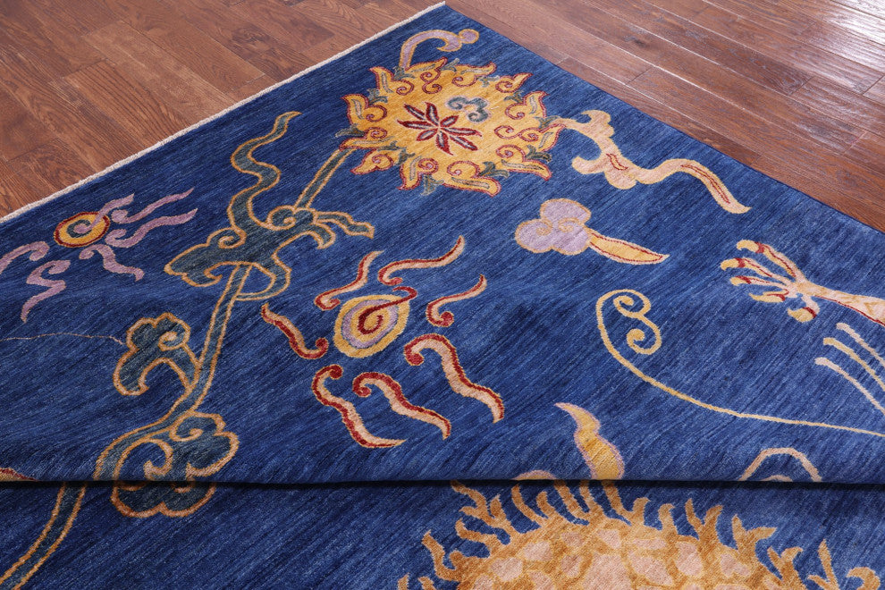 8' 9" X 11' 10" Handmade Dragon And Phoenix Design Rug - Q12640