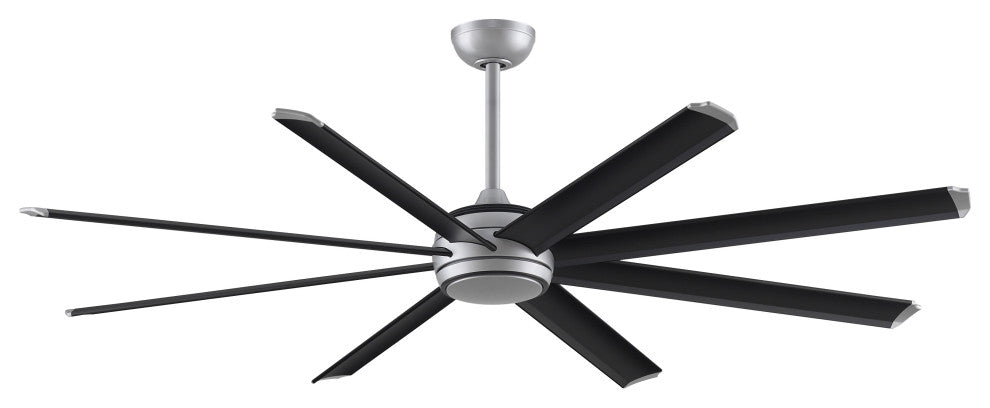 Stellar Ceiling Fan, Silver Motor and Black Blades, 72"