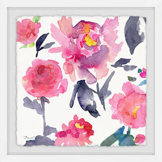 "Pink Peonies" Framed Painting Print, 12"x12"