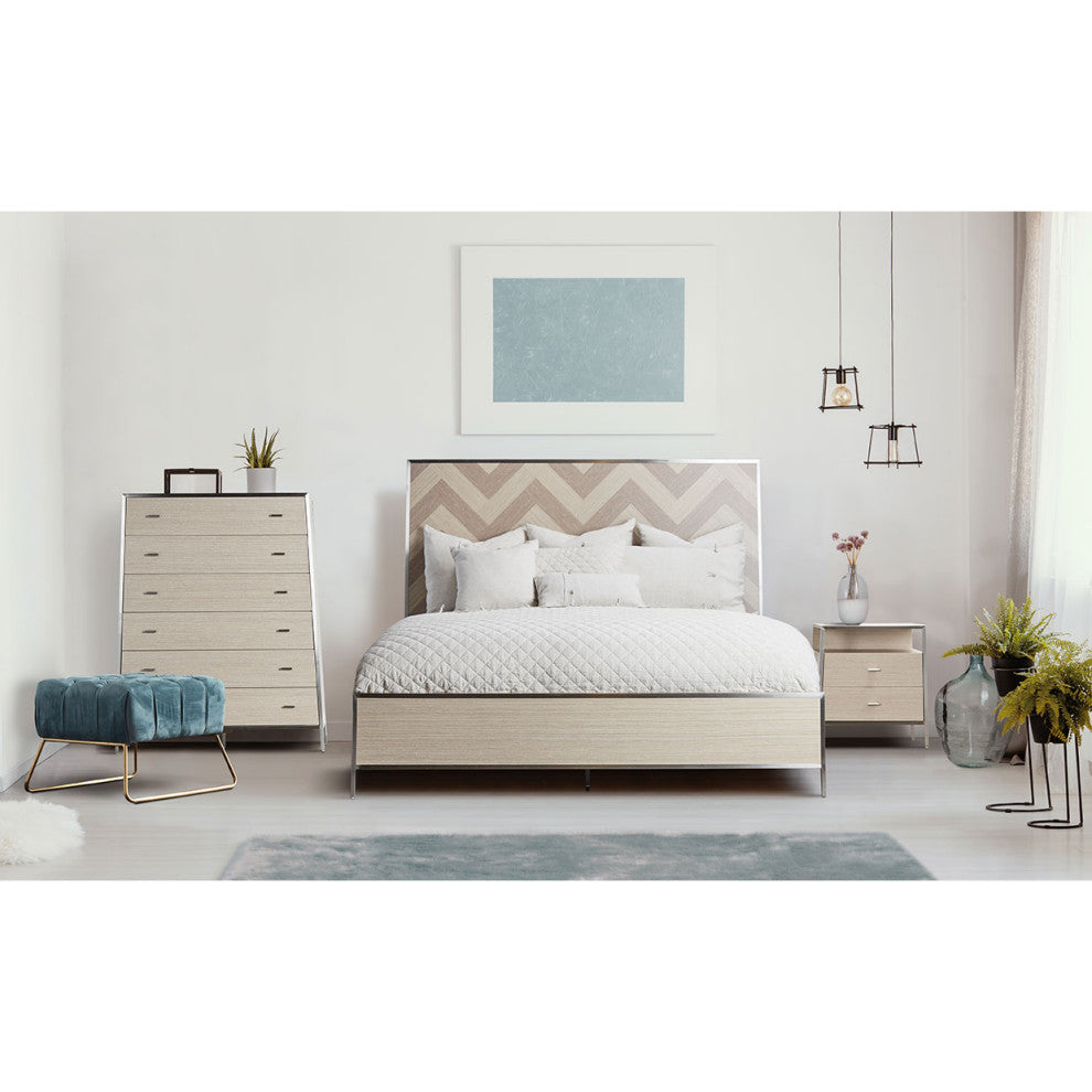 Silverlake Village Cal. King Panel Bed - Washed Oak