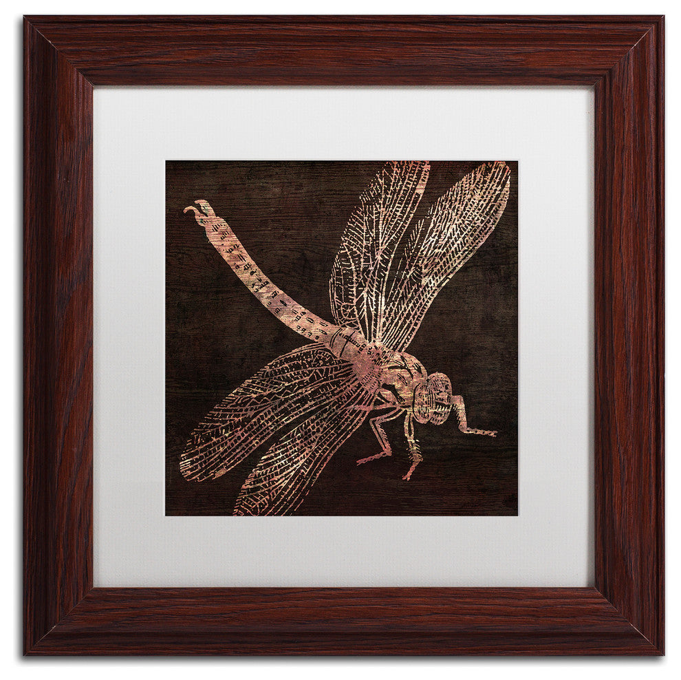 Color Bakery 'Dragonfly' Art, Wood Frame, White Matte, 11"x11"