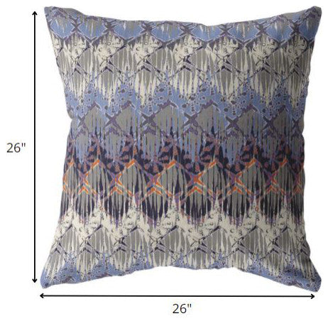 26 Blue Gray Hatch Indoor Outdoor Zippered Throw Pillow