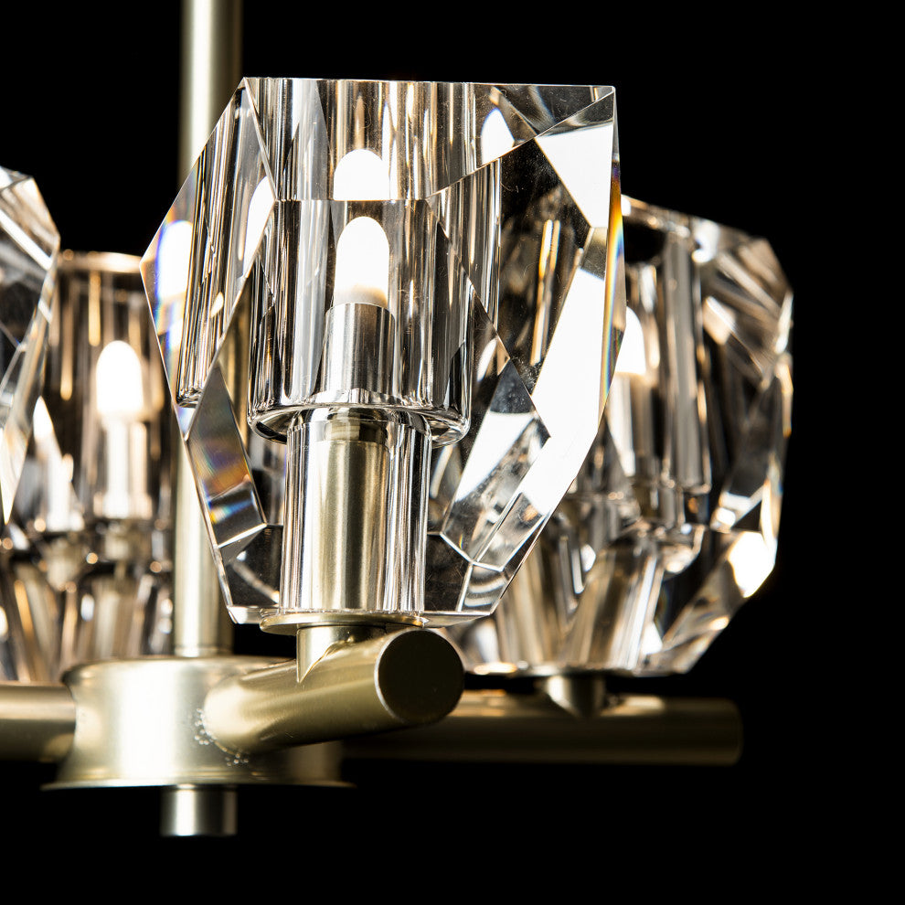 Gatsby 4-Light Semi-Flush/Pendant, Modern Brass Finish, Crystal Accents