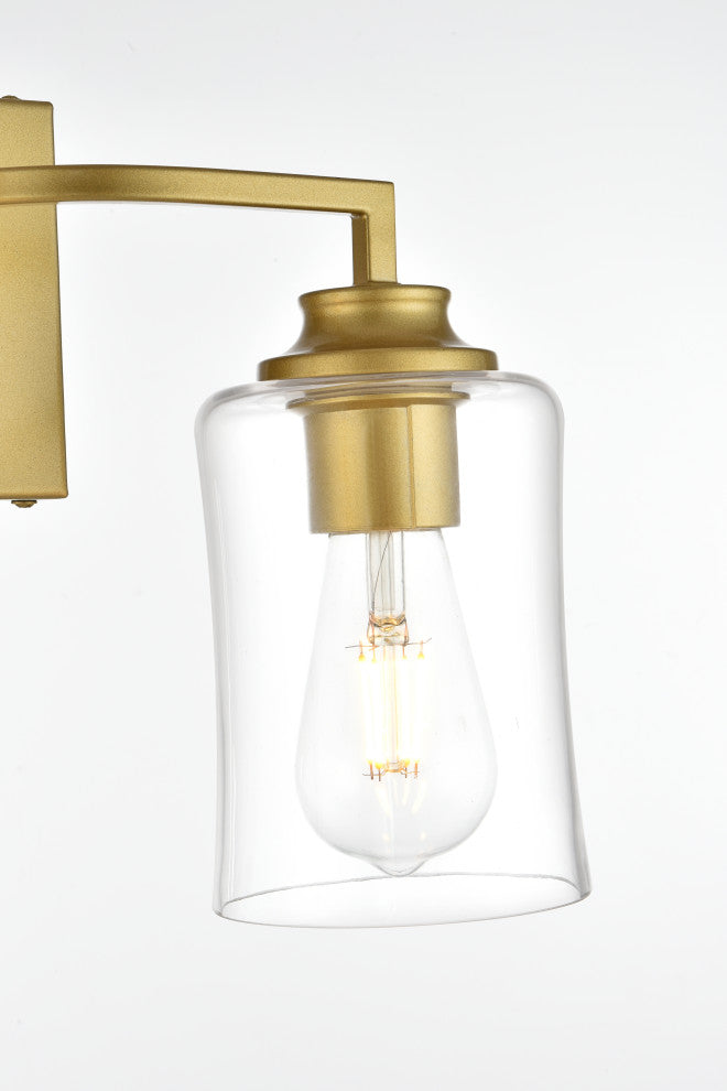 2 Light Brass And Clear Bath Sconce