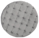 GDF Studio Limosa Round Tufted Velvet Ottoman, Gray