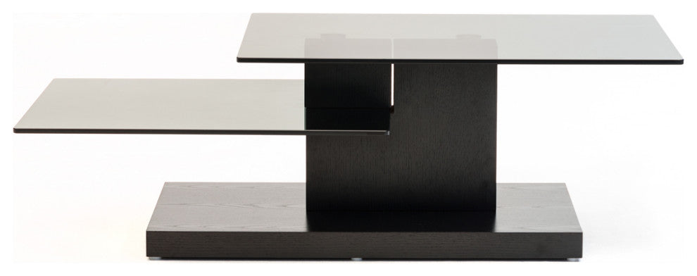 HomeRoots 15" Black Oak MDF and Glass Coffee Table