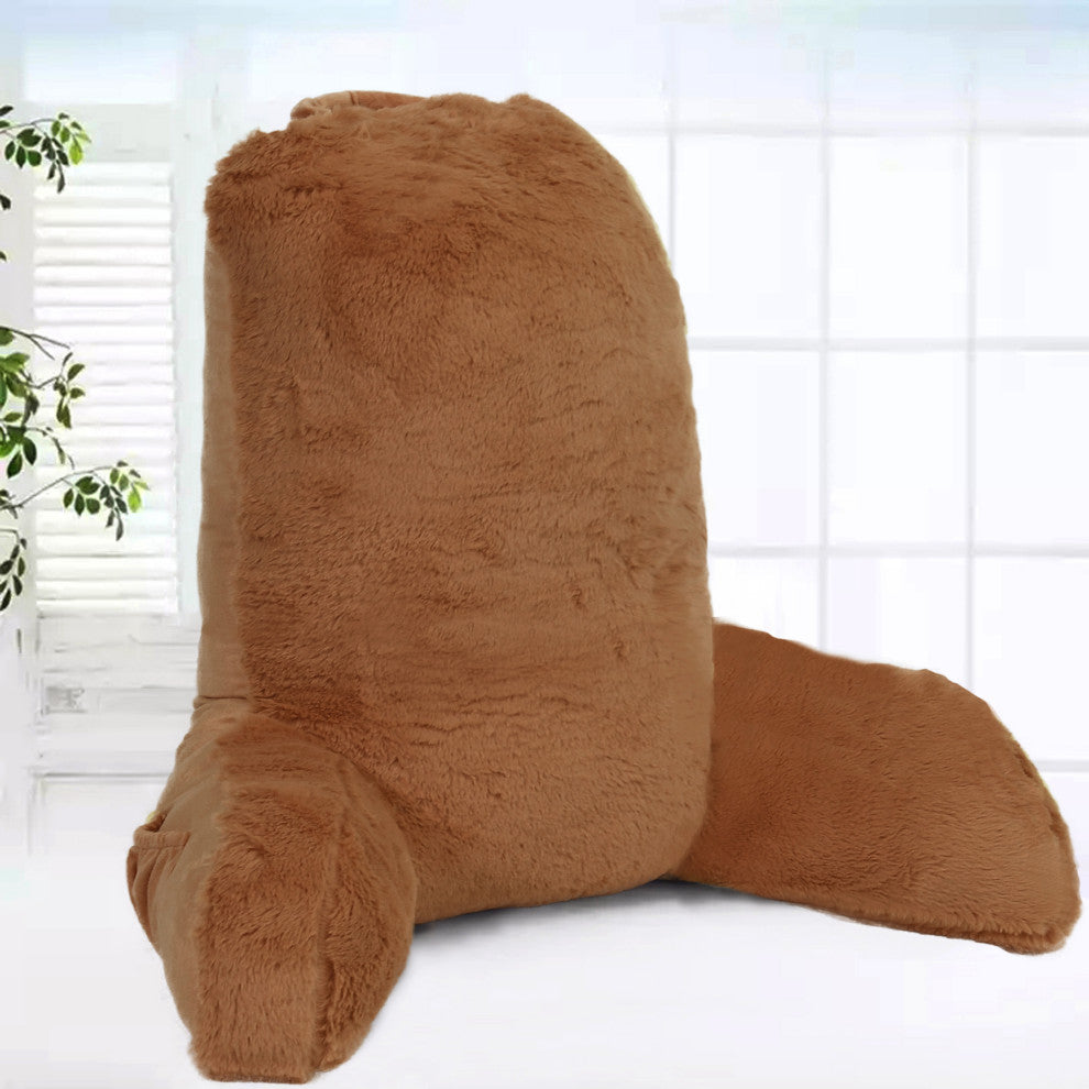 Faux Fur Bedrest Shell, Umber, 28"x30" X17"