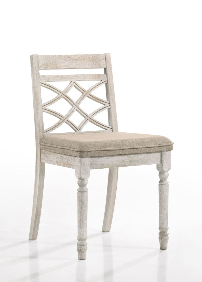 Cillin Fabric Upholstered Side Chair, Antique White, Set of 2