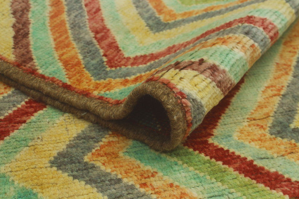 Balochi Bradlee Light Green/Red Rug, 4'10x6'5