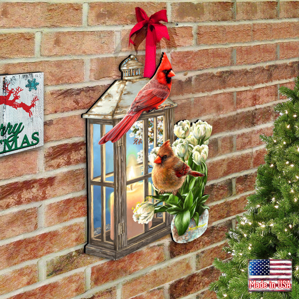 Lantern Cardinals Holiday Door Decor