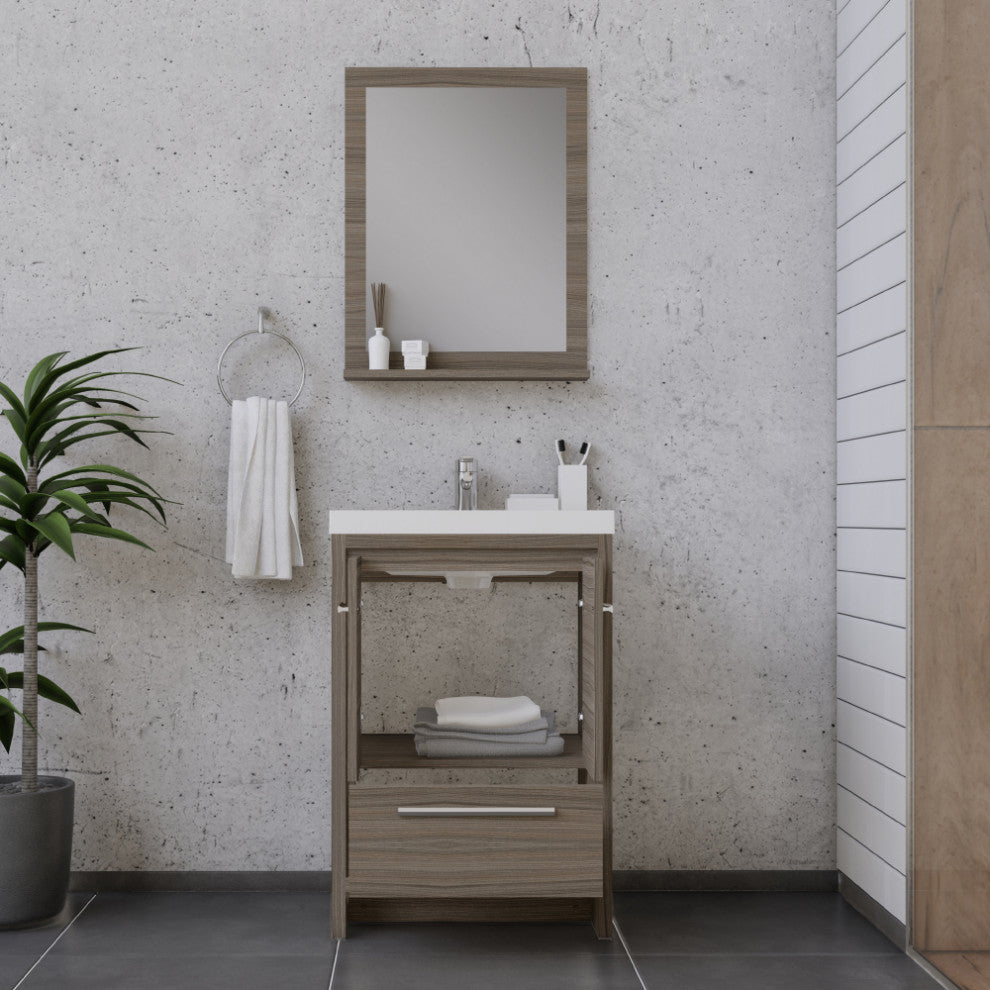 Sortino 24" Modern Bathroom Vanity With Sink, Gray