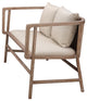 Grayson Settee, Off White Linen and Gray Washed Wood