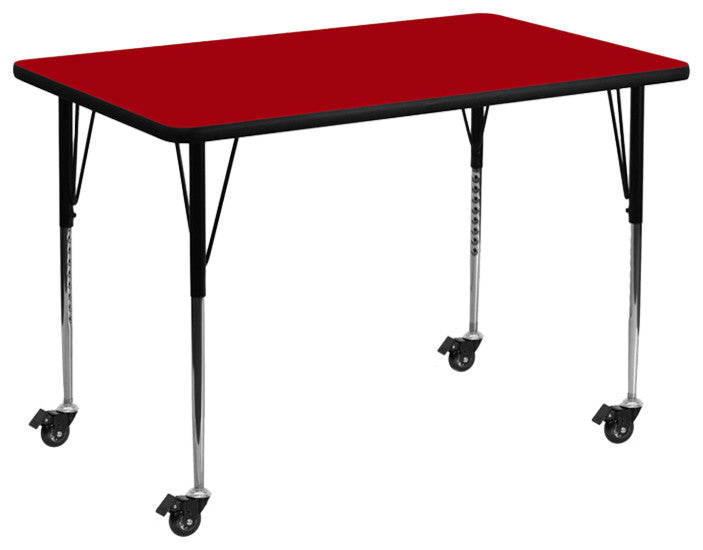 Mobile 30''Wx48''L Red Thermal Laminate Activity Table