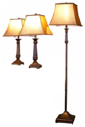 Coaster 3 Piece Lamp Set, Brown