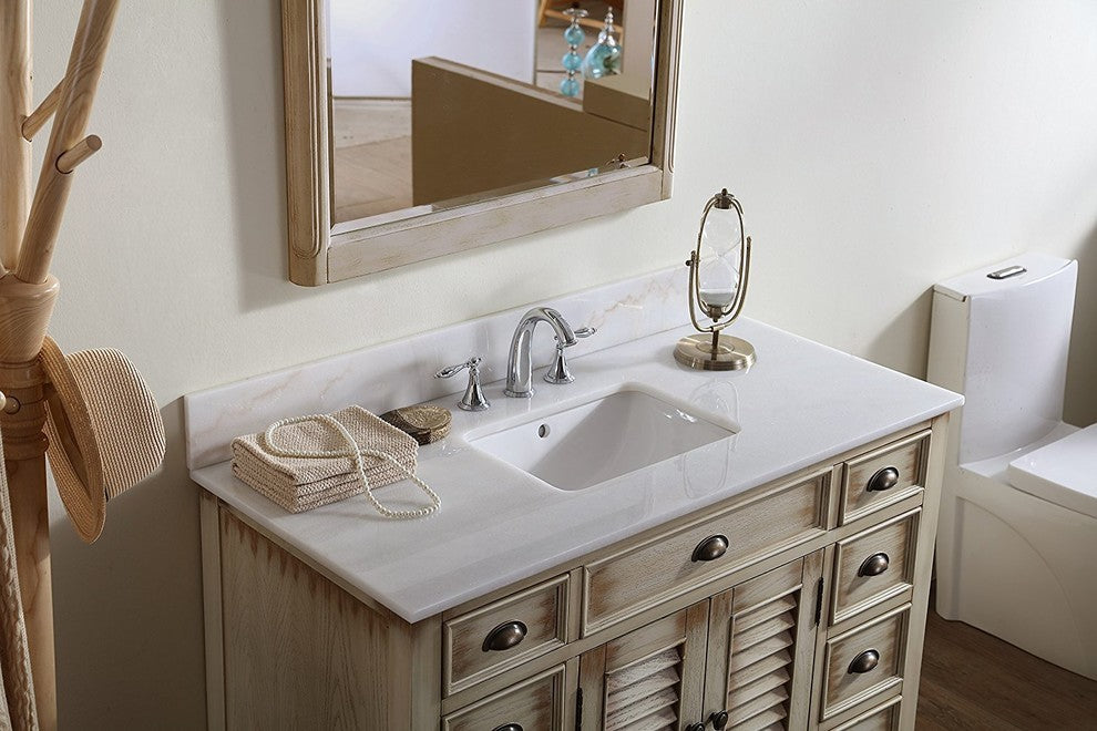Abbeville Bathroom Vanity, Distressed Beige, 46"