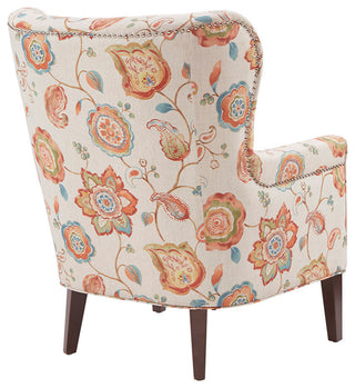 Madison Park Colette Electic Orange Floral Round Wingback Accent Chair
