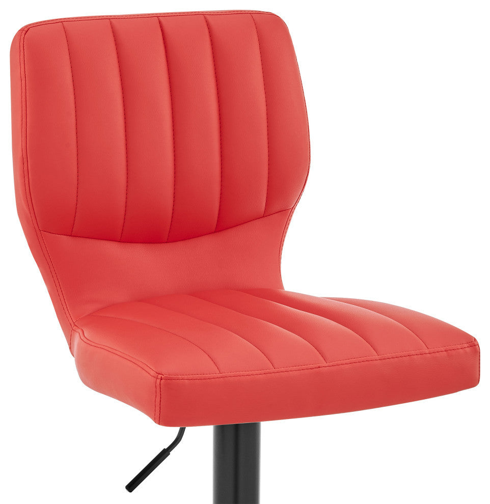 Bardot Adjustable Faux Leather Swivel Bar Stool, Red