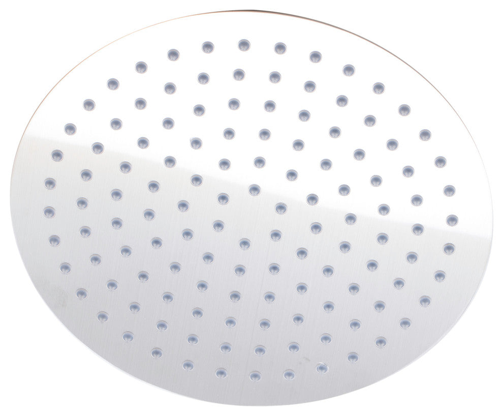 Solid Ultra Thin Rain Shower Head, Brushed Stainless Steel, 12", Round