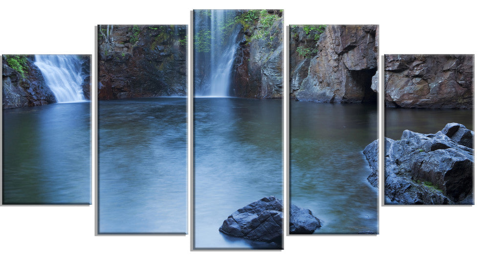 Florence Falls in Litchfield, Landscape Canvas Art Print, 60"x32", 5 Panels