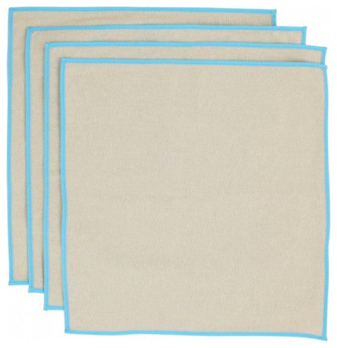 Monogrammed Jute Napkins Turquoise Trim (Set Of 4), Black Thread, Arial Font, J