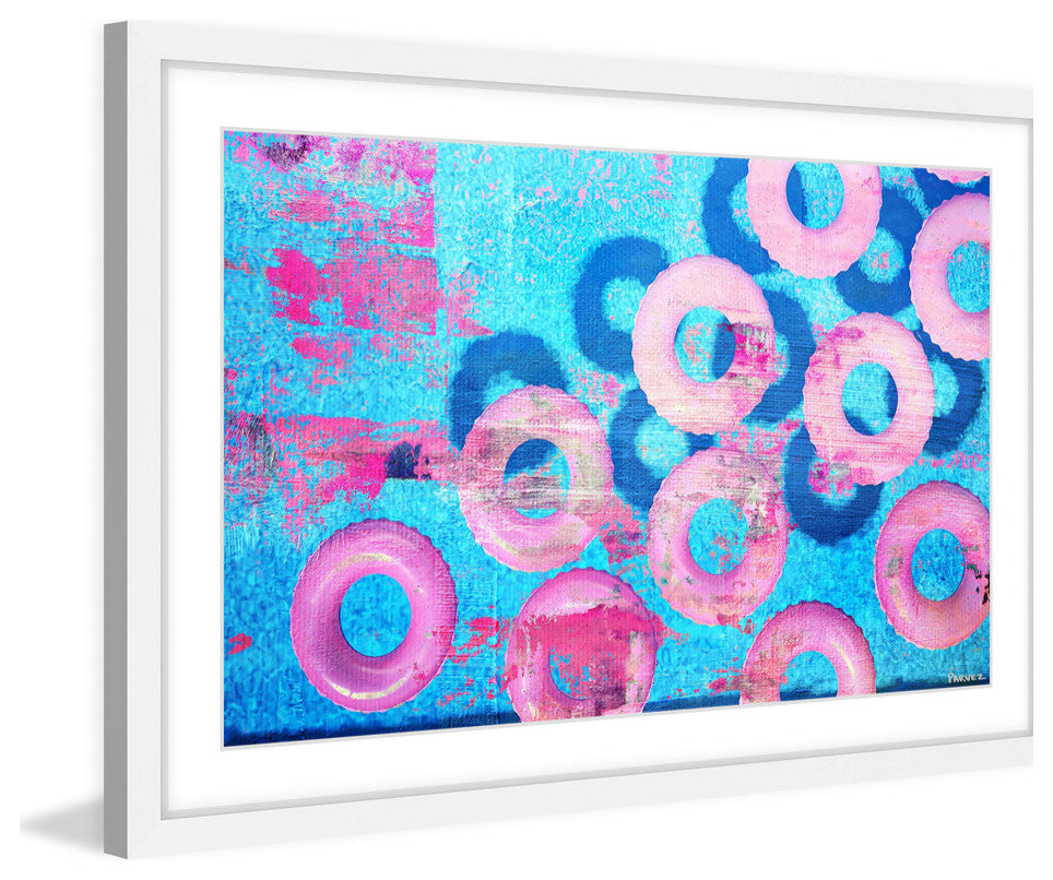"Pink Inflatables" Framed Painting Print, 24"x16"