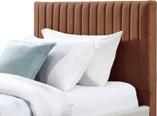 Gallo Vegan Leather Upholstered Bed, Cognac, Twin