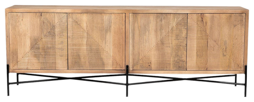 78" Brown Solid Wood Sideboard with Four Doors