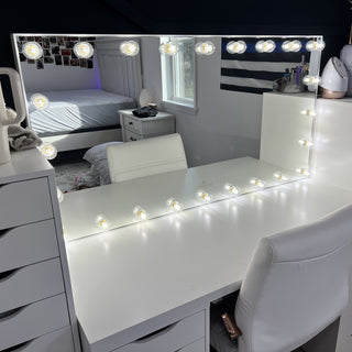 Hollywood Glow Panorama Extra Wide Vanity Mirror, Glossy White, Clear Led
