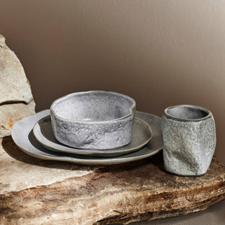 Stone by Mercer Project ATIK Stoneware 32 Piece Dinnerware Set, Grey Speckled