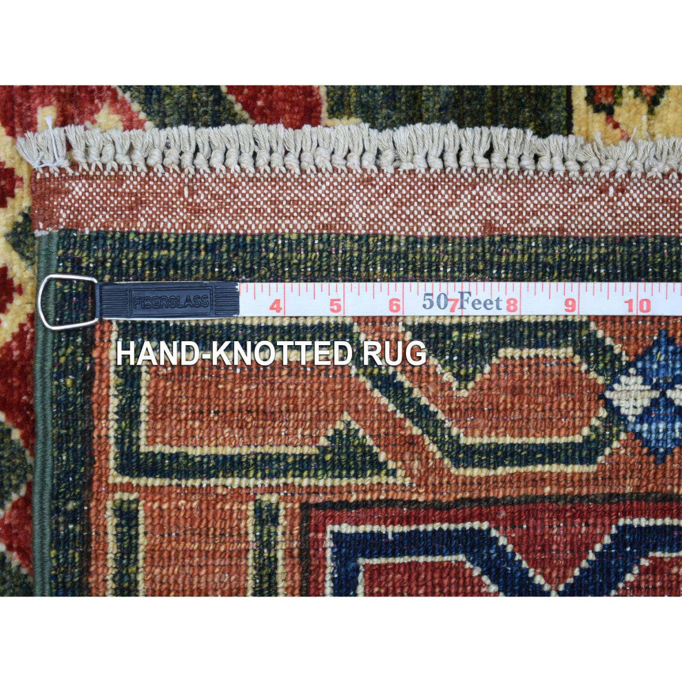Olive Green Turkeman Ersari Hand Knotted Pure Wool Oriental Rug, 4'0" x 9'8"