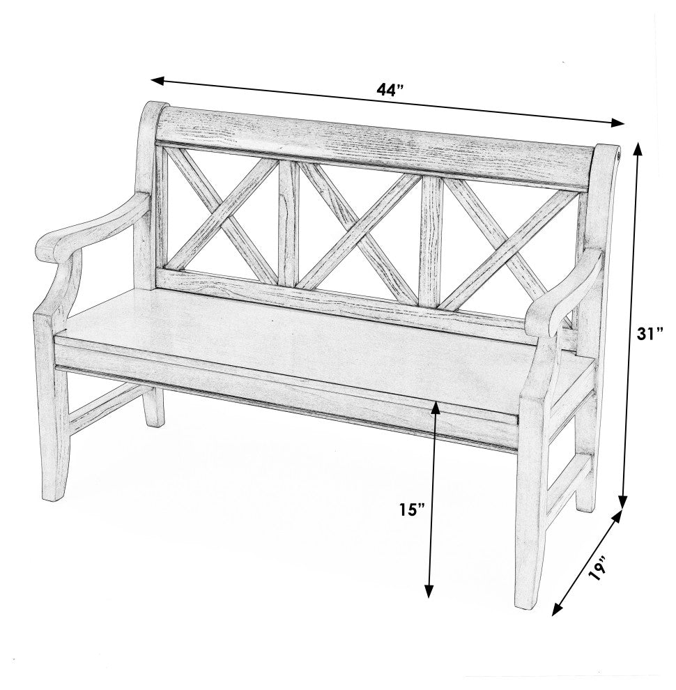 Gerrit Wooden 44"W Bench, Antique Beige