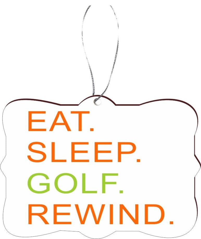 Eat Sleep Golf Rewind Orange & Green Design Rectangle Christmas Tree Ornament