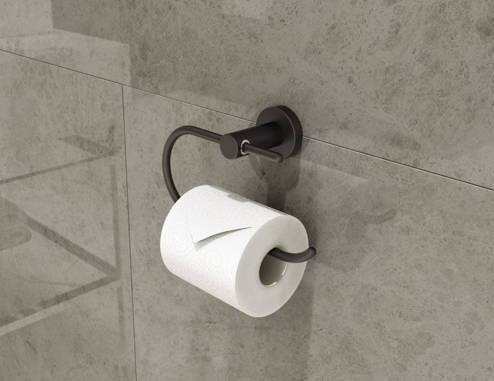 Bath Hardware, Toilet Paper Holder, Robe Hook, Towel Bar & Ring, Matte Black