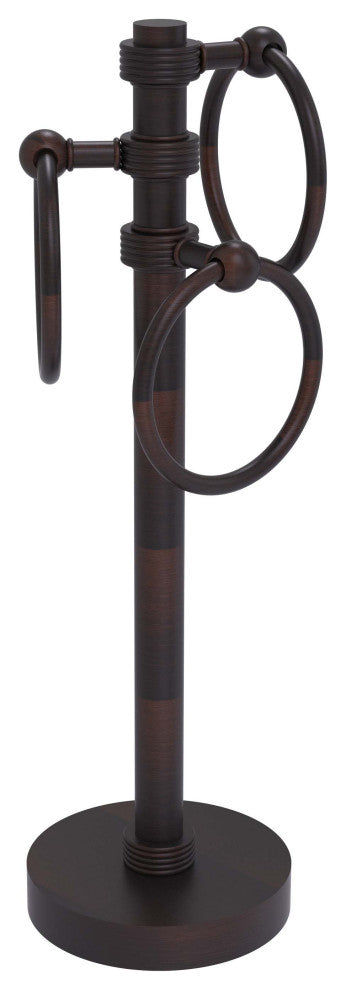 Vanity Top 3 Towel Ring with Groovy Accents, Venetian Bronze